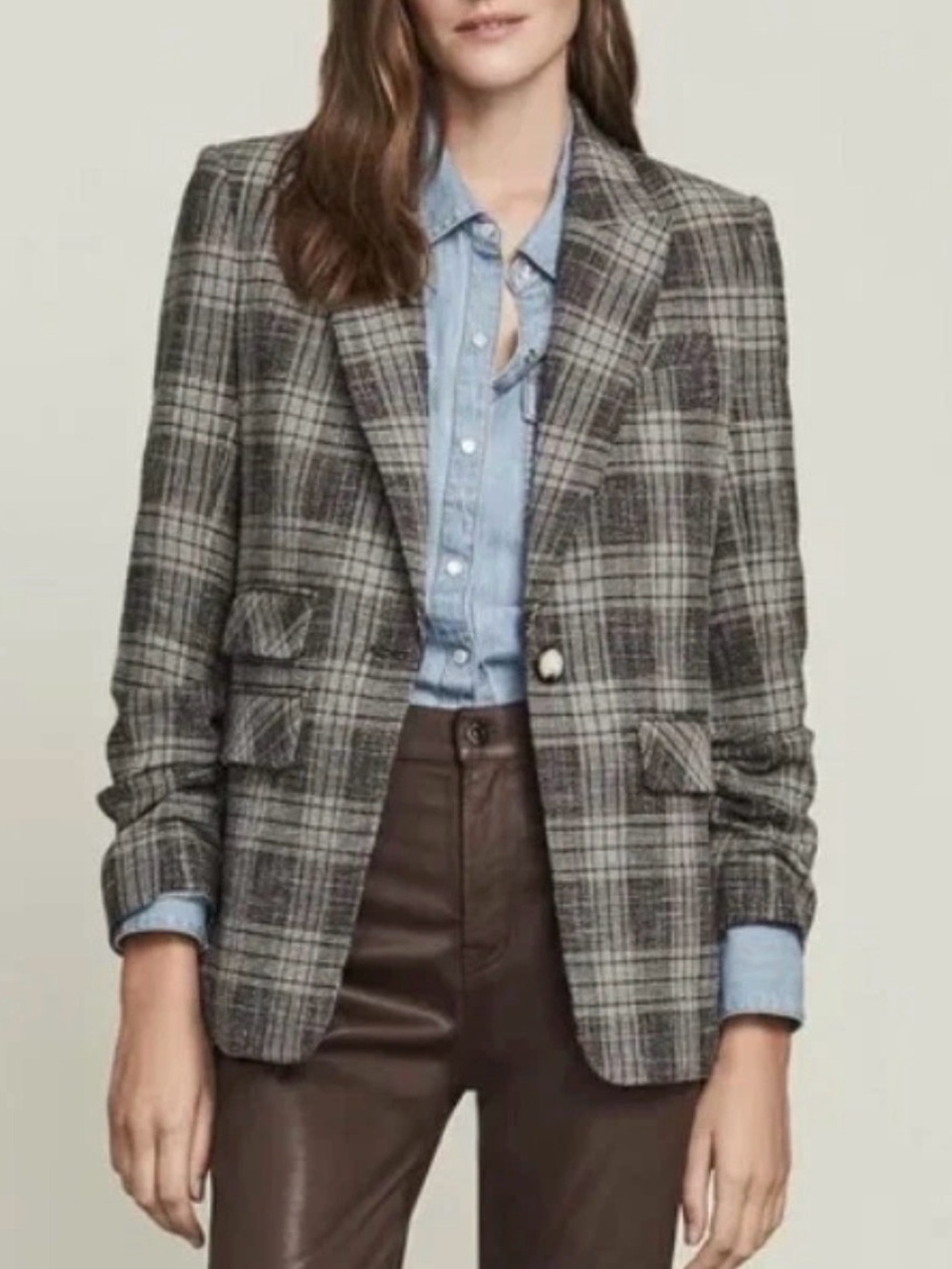 Veronica Beard Martel Dickey Jacket Gray Plaid Blazer Size 12 NWT